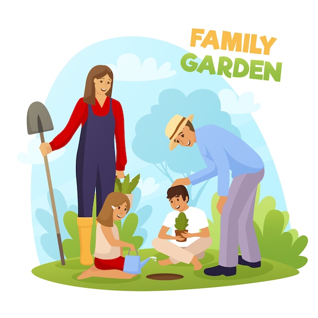 Семейный сад Иллюстрация