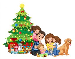 Free vector a family gathering on christmas