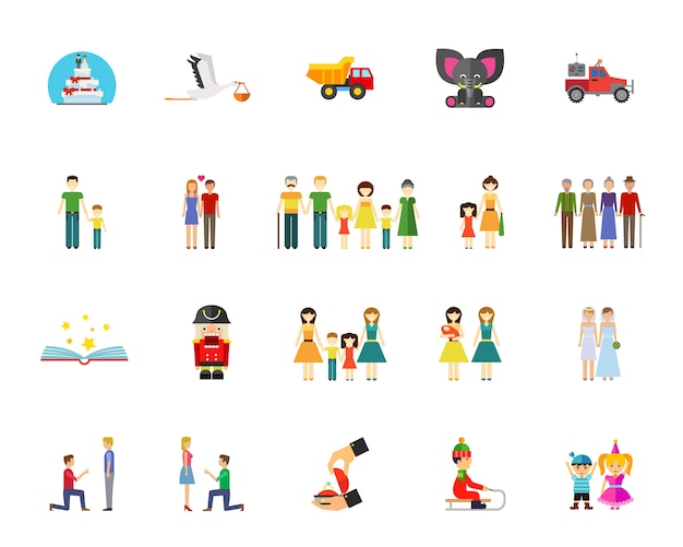 Family and generation icon set