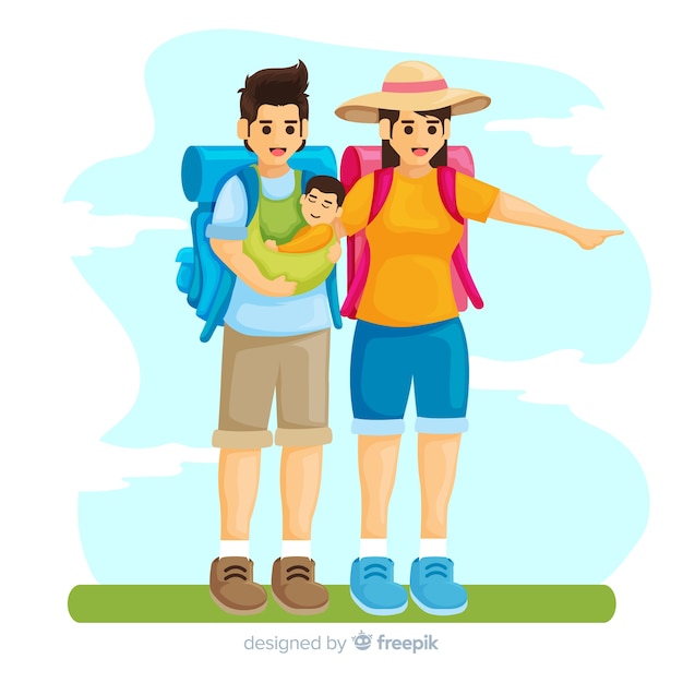 Free vector family going on a trip background