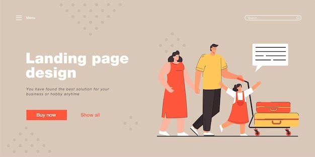 Family going on vacation landing page template