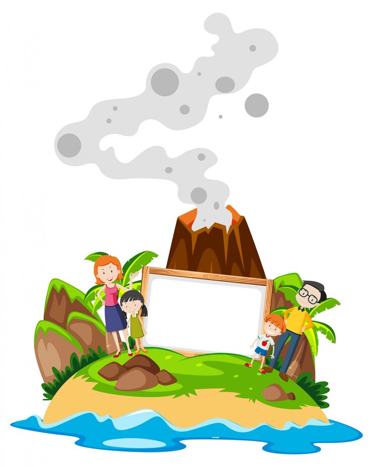 Free Vector family holding frame at island