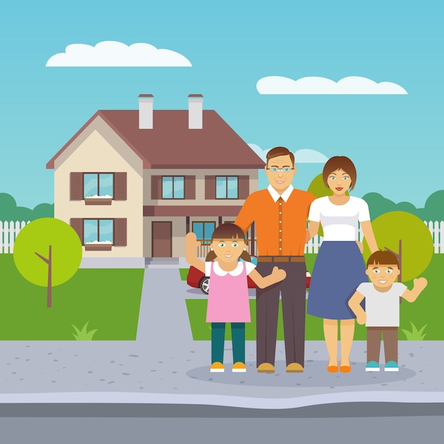 Free vector family house flat