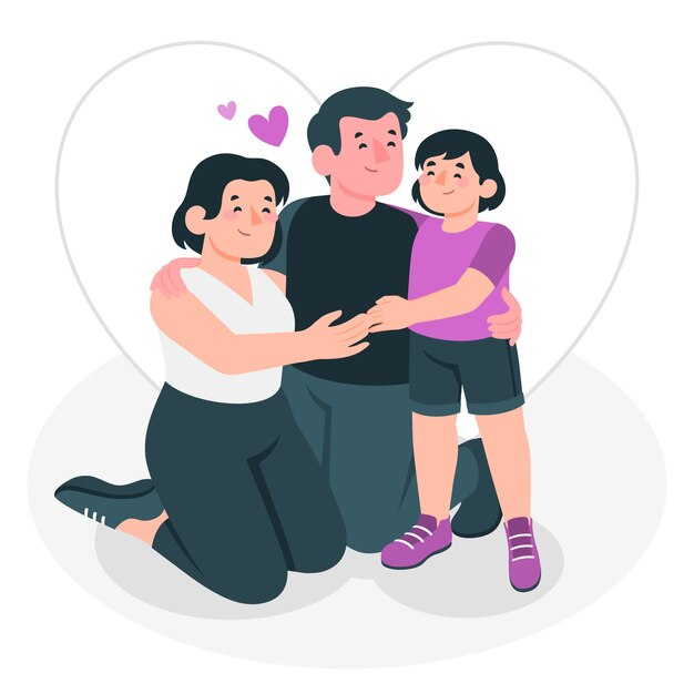 family hug  concept illustration