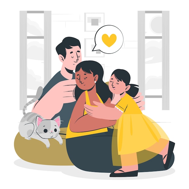 Free vector family hug concept illustration