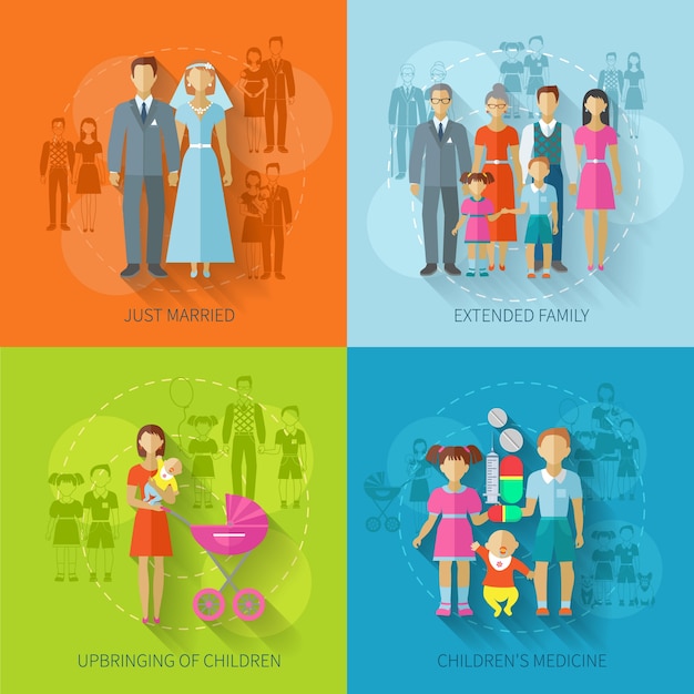 Free vector family icon flat