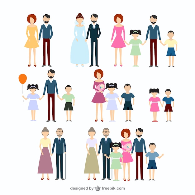 Free vector family icons collection