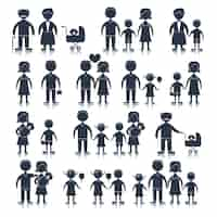 Free vector family icons set black