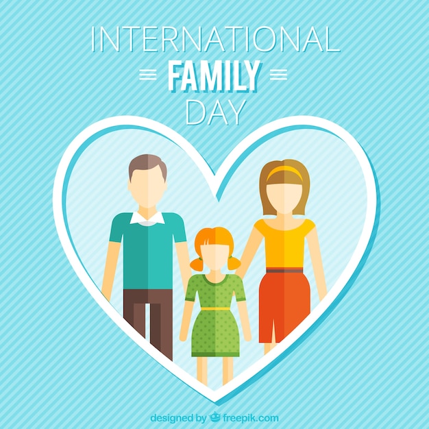 Free vector family inside heart in flat design