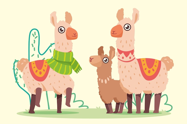 Free Vector family of llamas