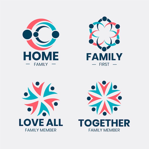 Vettore gratuito collezione logo famiglia