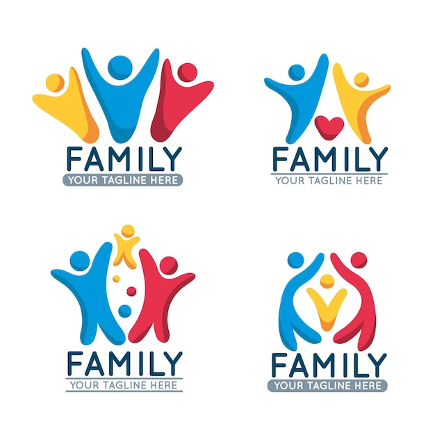 Бесплатное векторное изображение Семейная коллекция логотипов