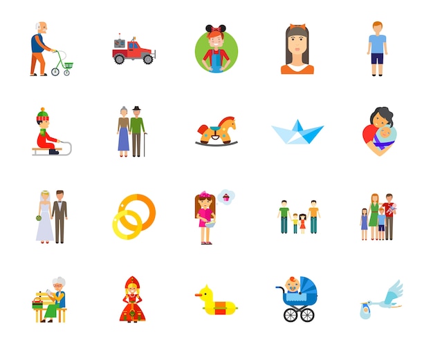 Family and marriage icon set