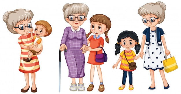 Free vector family member cartoon character in several positions