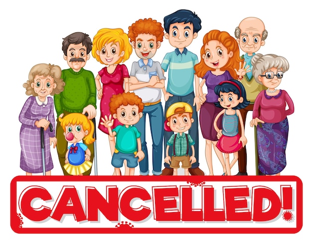 Free vector family member character with cancelled text