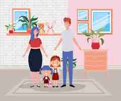 Free vector family members in house place scene