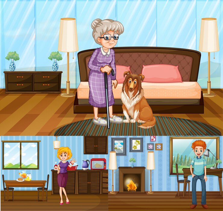 Free Vector family members in the house