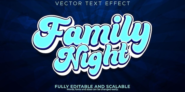 Free vector family night text effect editable poster and modern text style