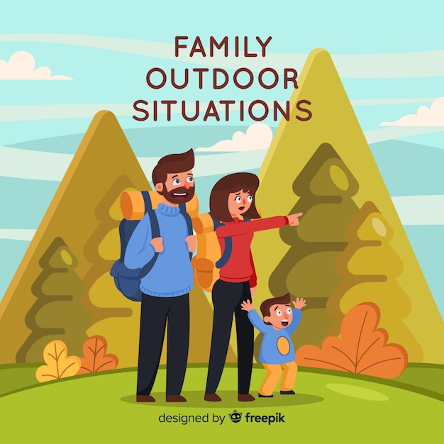 Free vector family outdoors