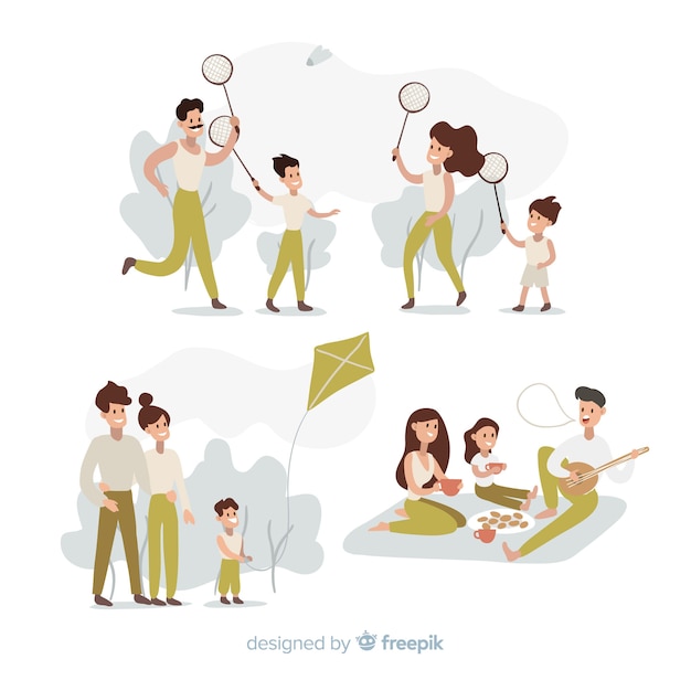 Free vector family outdoors