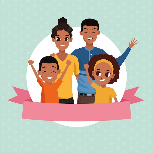 Free vector family parents and kids cartoons