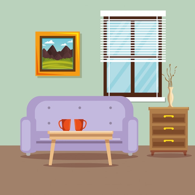 Free vector family parents in living room scene