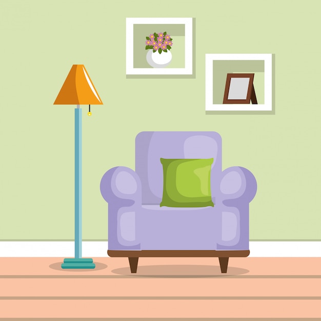 Free vector family parents in living room scene