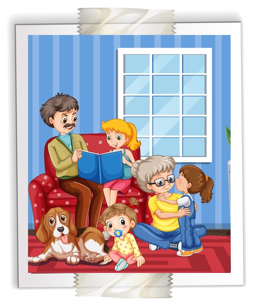 Free vector a family photo on white backgound