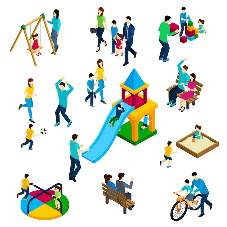 Free Vector family playing concept