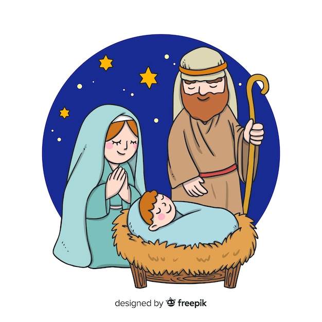 Free vector family portrait nativity background