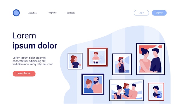 Vettore gratuito foto ritratto di famiglia in cornici sul muro
