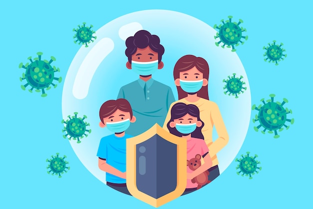 바이러스로부터 보호되는 가족