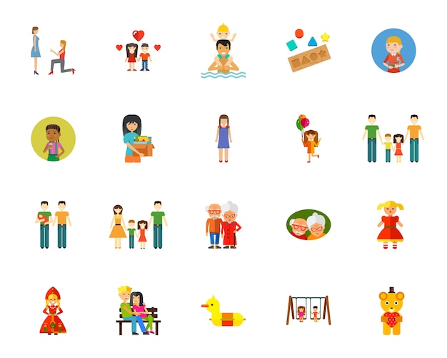 Family relationship icon set