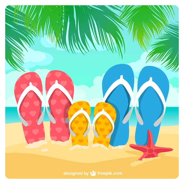 Бесплатное векторное изображение Семейные сандалии на песке