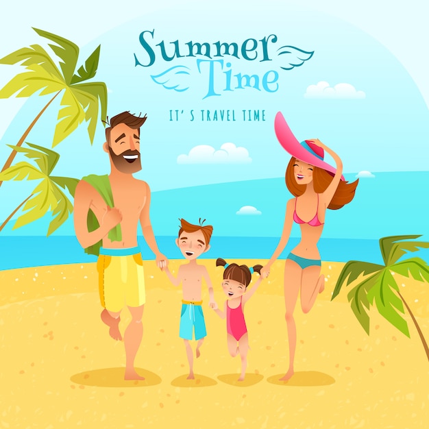 Free vector family season summer illustration