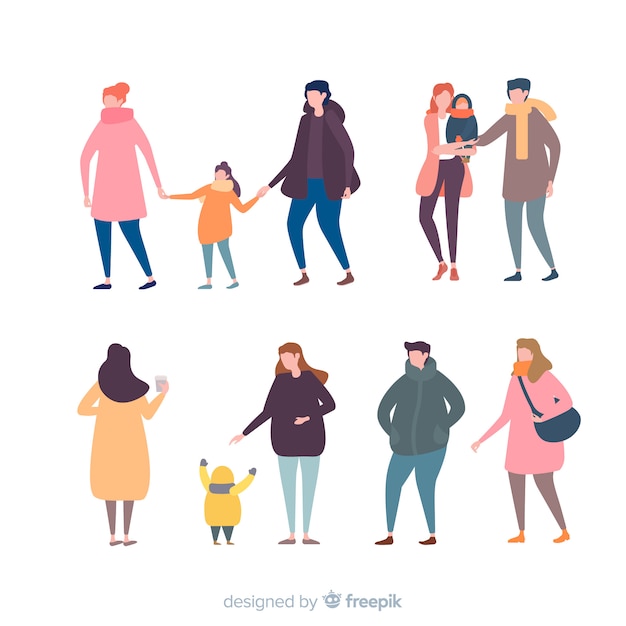 Free vector family set in soft colors