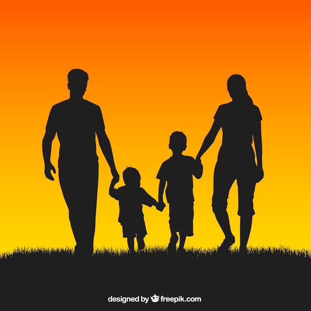 Free vector family silhouettes