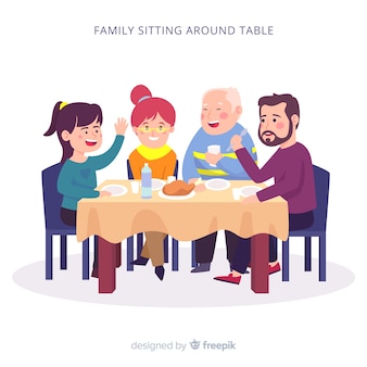 Family sitting around table