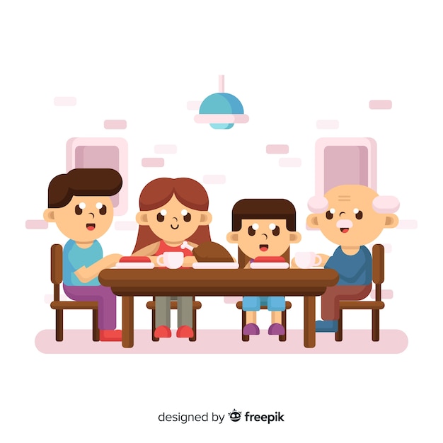 Free vector family sitting around table