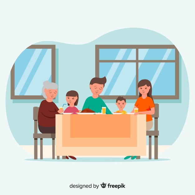 Family sitting around table