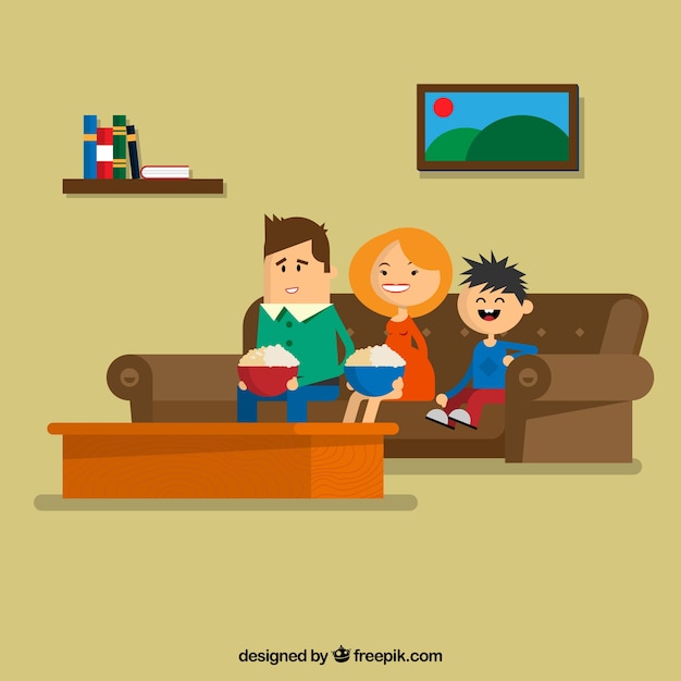 Family sitting on the sofa