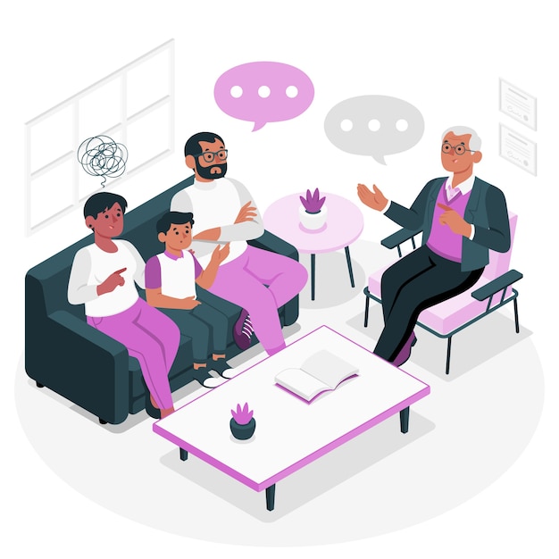 Free vector family therapy concept illustration