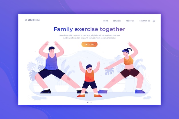 Free vector family time landing page