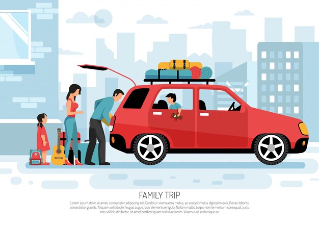 Family Travel Car Poster