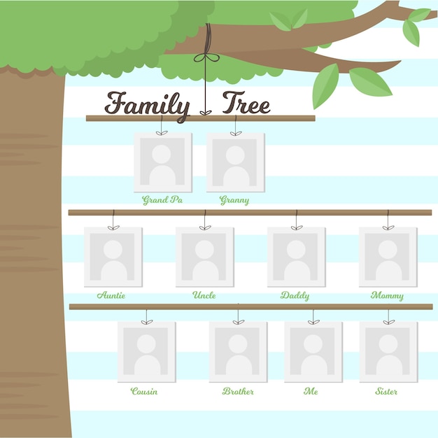 Vettore gratuito albero genealogico appeso su un ramo