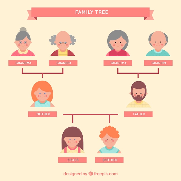 Free vector family tree set in flat design