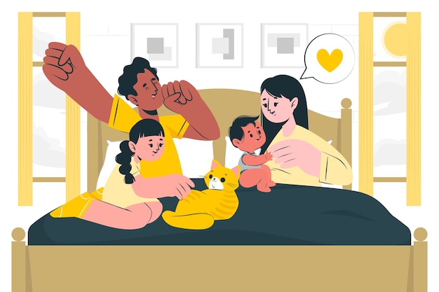 Free vector family wake up concept illustration