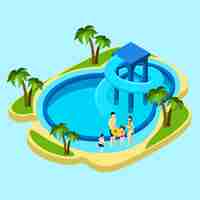 Free vector family at water park illustration