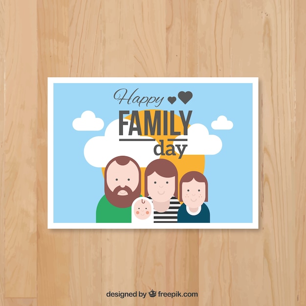 Free vector family with a baby card