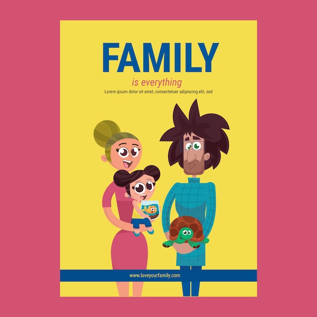 Free vector family with pets poster